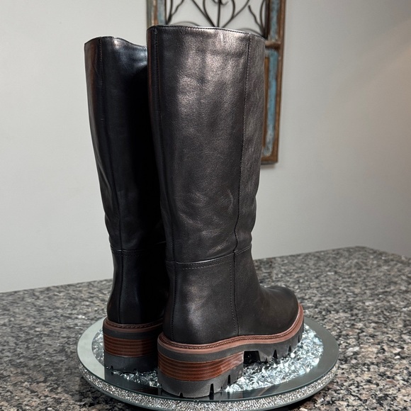 Arezzo leather Bailey mid tractor Black Boots with lug sole NWT 8 - Picture 10 of 13